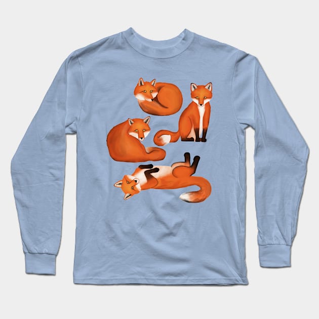 Little Foxes From A Fantasy Forest Long Sleeve T-Shirt by tangerinetane